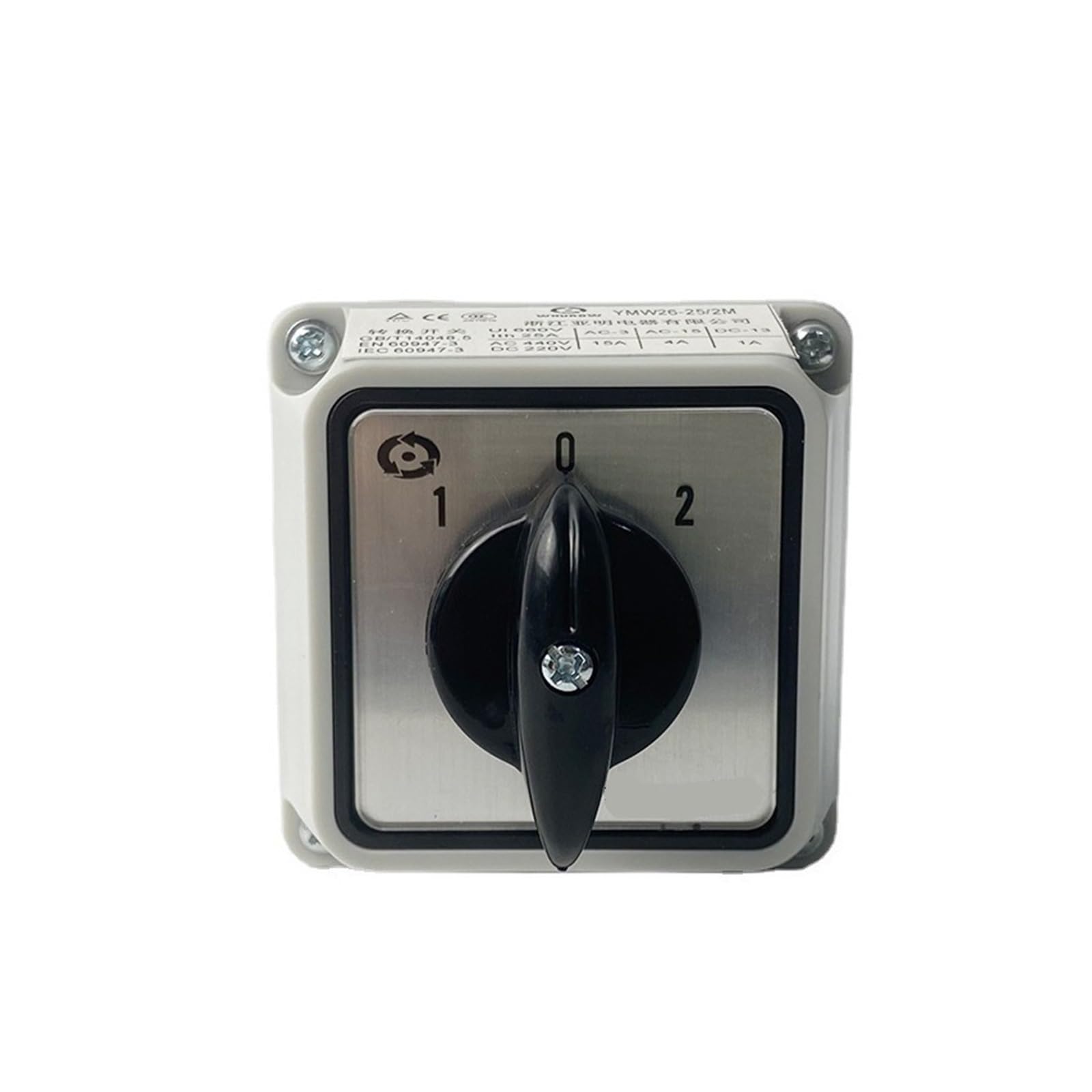 LW26-25/2M Camma di commutazione Commutatore Rotante a 3 Posizioni 25A 2 Poli con Scatola di Custodia Impermeabile Retromarcia Motore Elettrico(Switch Box 102)