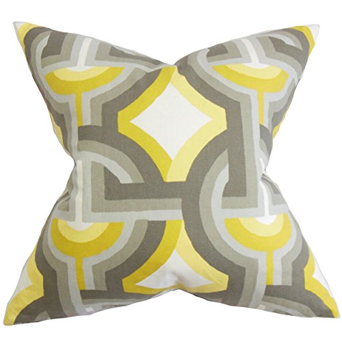 La Almohada Collection rineke geométrico Funda para cojín Gris Amarillo