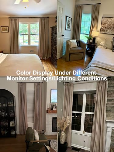 Image of Vision Home Sand Pinch Pleated Full Blackout Curtains Linen Blended Room Darkening Window Curtains 90 inch for Living Room Bedroom Thermal Insulated Pinch Pleat Drapes with Hooks 2 Panel 40 inch Wx90 L