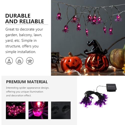 Luces solares LED con forma de araña 6.5m 30 bombillas púrpuras miniatura 7