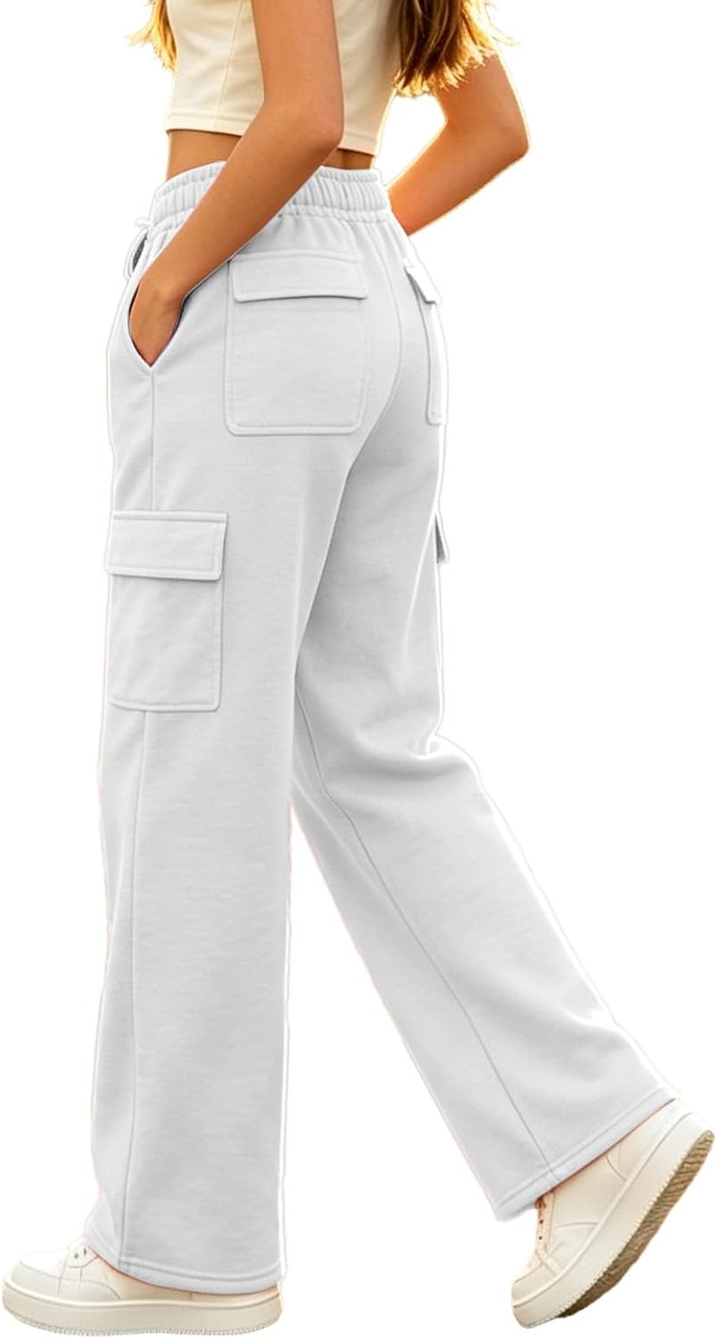 Girls Cargo Pants Teen Girls Y2K Fashion Streetwear High Waist Drawstring Sweatpants Casual Wide Leg Baggy Trousers