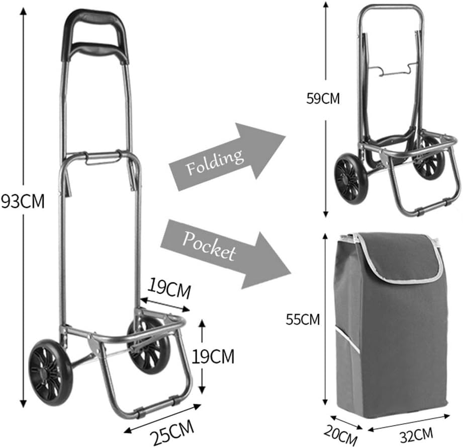 Carrito plegable de hierro ligero para compras con tejido impermeable, plegable para viaje miniatura 3
