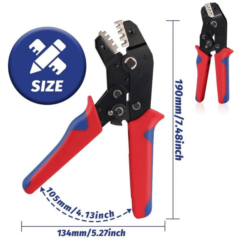 Kit di crimpatura con borsa, pinza crimpatrice con 6 matrici intercambiabili, gamma di crimpatura regolabile, pinza crimpatrice multifunzione per diversi tipi di terminali a crimpare