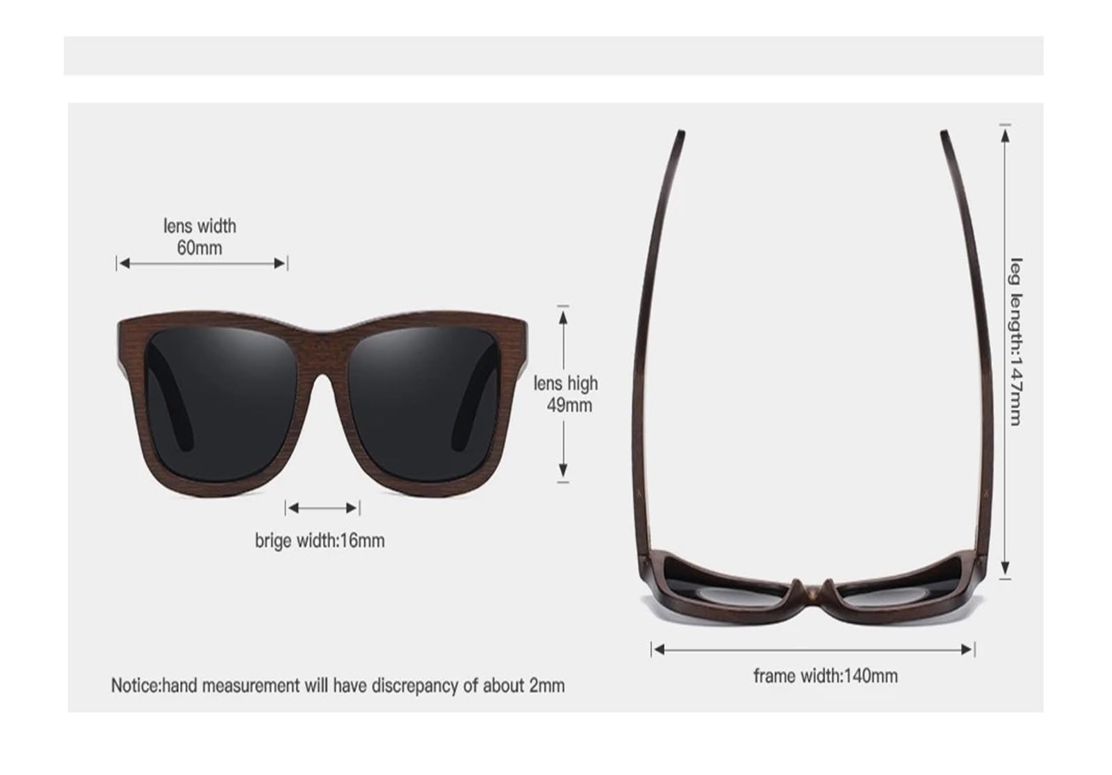 Generisch Sonnenbrille mit Holzrahmen, verspiegelte Gläser, Freizeitbrille