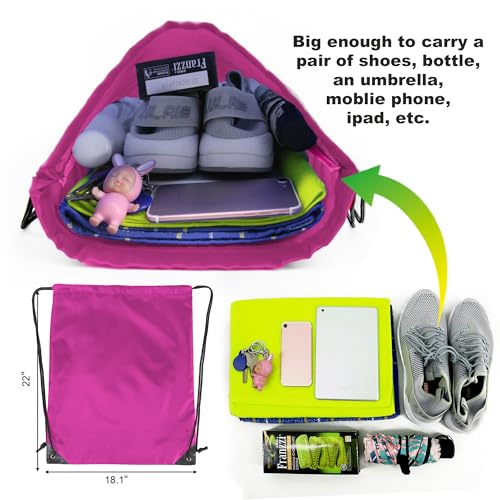 Image of BeeGreen Black Pink Drawstring Backpack Bags Bulk 2 Pack X-Large 22.4 inch L x 17.5 inch W Sports Cinch Sack Gym String Bags Machine Washable Heavy Duty String Backpack For Men Women