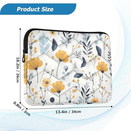 Funda para portátil 13-14 pulgadas con flores amarillas y azules miniatura 3