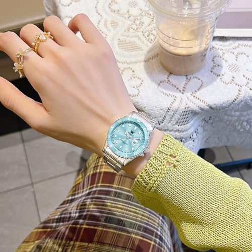 Image of OLEVS Womens Watch Classic Dress Number Female Watches for Ladies Analog Quartz Stainless Steel Waterproof Luminous Day Date Two Tone Easy to Read Wristwatch