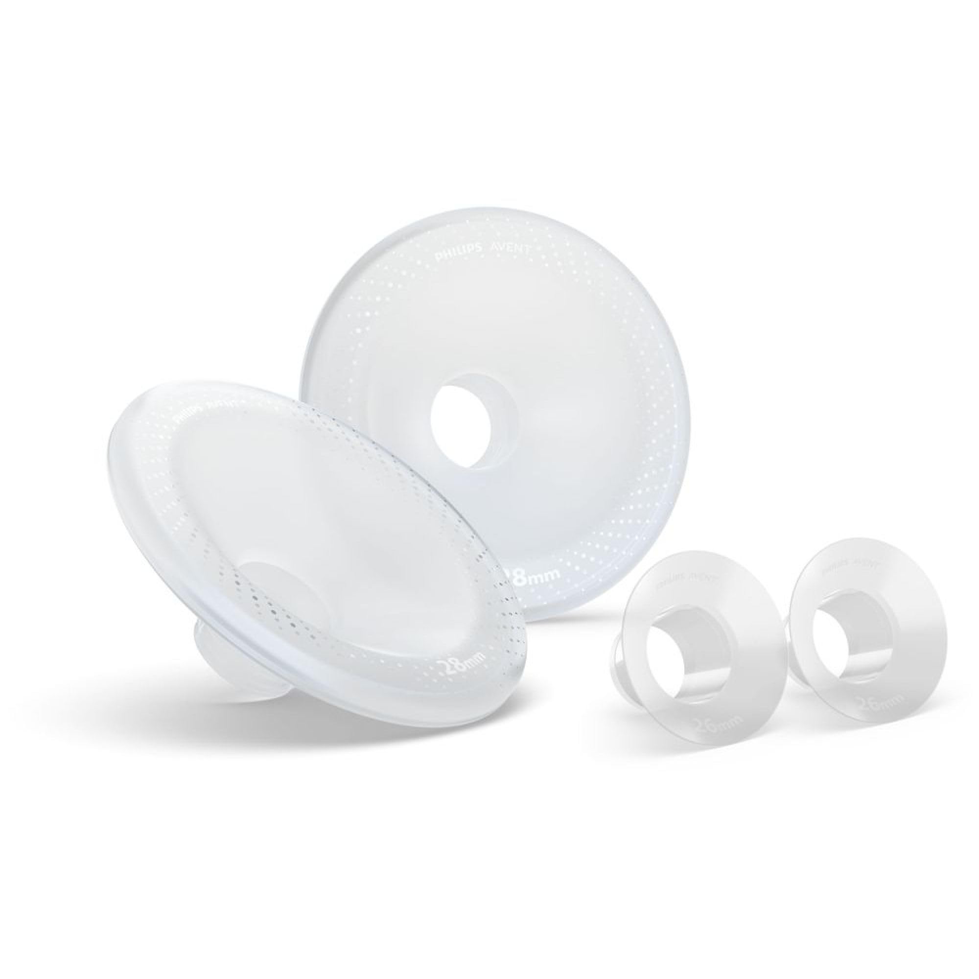 Philips Avent do elektrycznego laktatora Bezdotykowe duże osłonki piersi (28 mm) i wkładki (26 mm), unikalne osłonki SkinSense, kompatybilne z bezdotykowymi pojemnikami na pokarm, SCF552/11