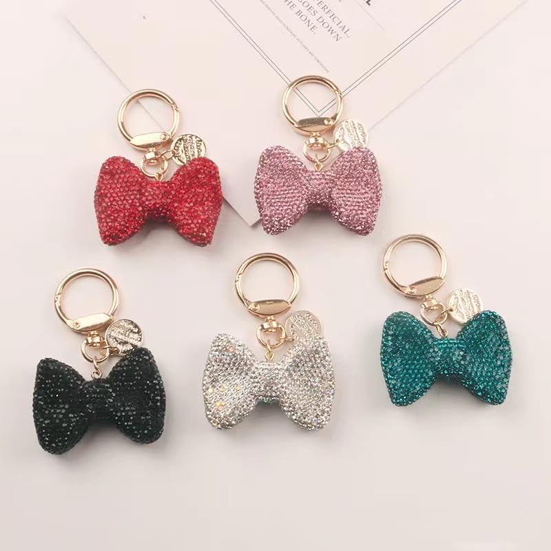 xuzhiyuan Zirconia Bowknot Keychain Colorful Rhinestone Bow Key Ring for Women for Car Keys Holder Bag Purse - Image 3