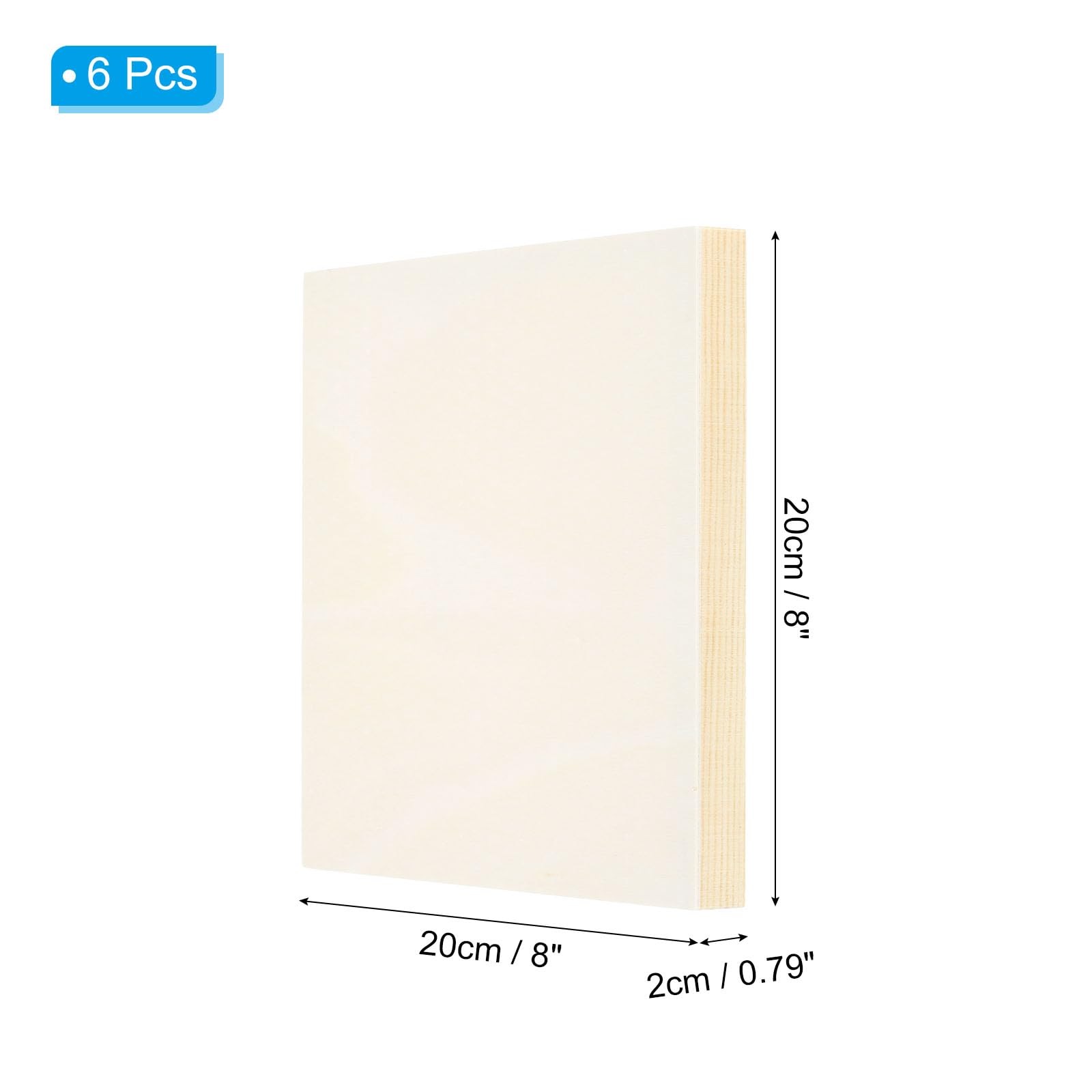 PATIKIL 8"x8" Wood Panels Board, 6 Pack Unfinished Square Art Wood Canvas Panel Painting Boards for DIY Craft Painting Use Wood Color - Image 2