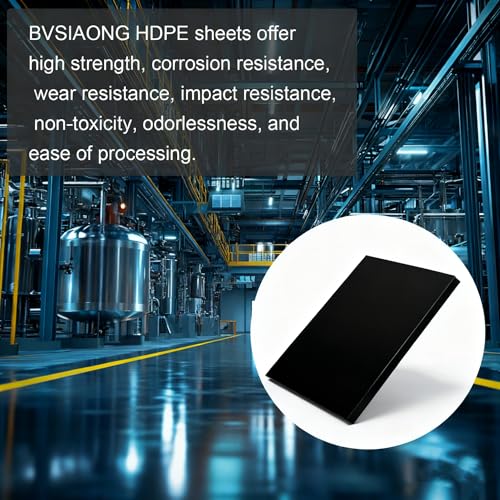 Image of HDPE Sheet 1 /2-2PCS 12 inch x 8 inch High Density Polyethylene Sheets with Protective Film 1 /2 Thick HDPE Plastic Sheet Board Solid Plastic Block for Flat Panel DIY Projects Machining Home (Black)