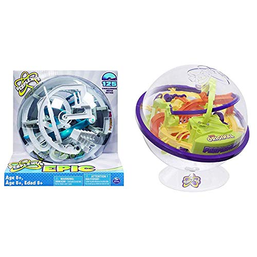 Perplexus 6022080 - Perplexus Epic, Kugellabyrinth & Spin Master Games 6022078 - Perplexus Original, Geschicklichkeitsspiel, 100 Herausforderungen