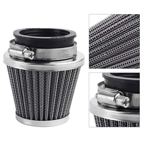 Image of FLYPIG 44mm Universal Double Layer Steel Air Filter for 110cc 125cc 150cc | for ATV Quad 4 Wheeler Go Kart Buggy Scooter Moped, for Honda CRF70 CRF90 XR70 XR90 Black