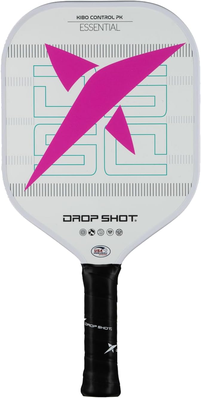 Drop Shot Kibo Control 2024 – Pickleball Racket with Shock Absorption, Great Control and Power – Professional Pickeball -USAPA Approved - White/Pink
