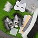 Seenelling 23 Pcs DIY Therian Mask Kit Blank Cat Mask with Felt Fabric Sheet Plush Faux Fur Eye Mesh for Therian Gear Stuff (Grey)