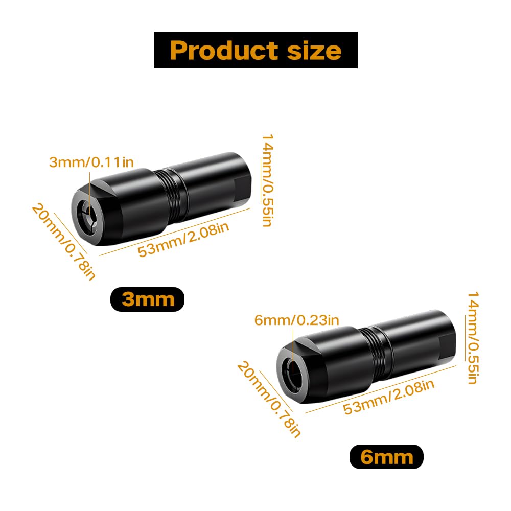 Zestaw adapterów do szlifierek kątowych, 2-częściowy zestaw adapterów do szlifierki prostej (6 mm + 3 mm) do wykończenia krawędzi, adapter szlifierski, polerowanie, narzędzie do konwersji do
