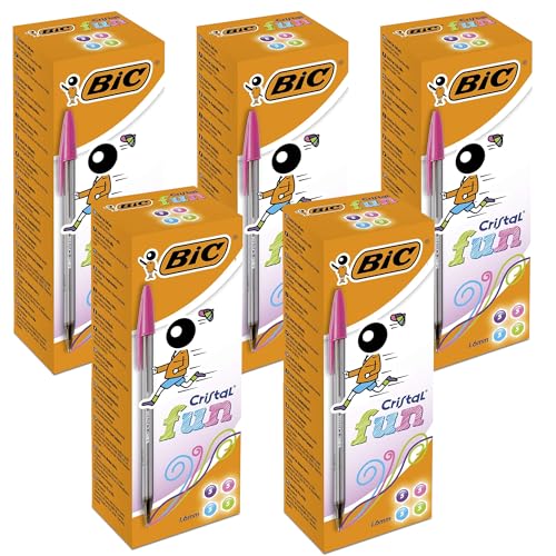 Stylos à bille BIC Cristal Fun pour écrire sans effort pointe 1,6 mm lot de 100