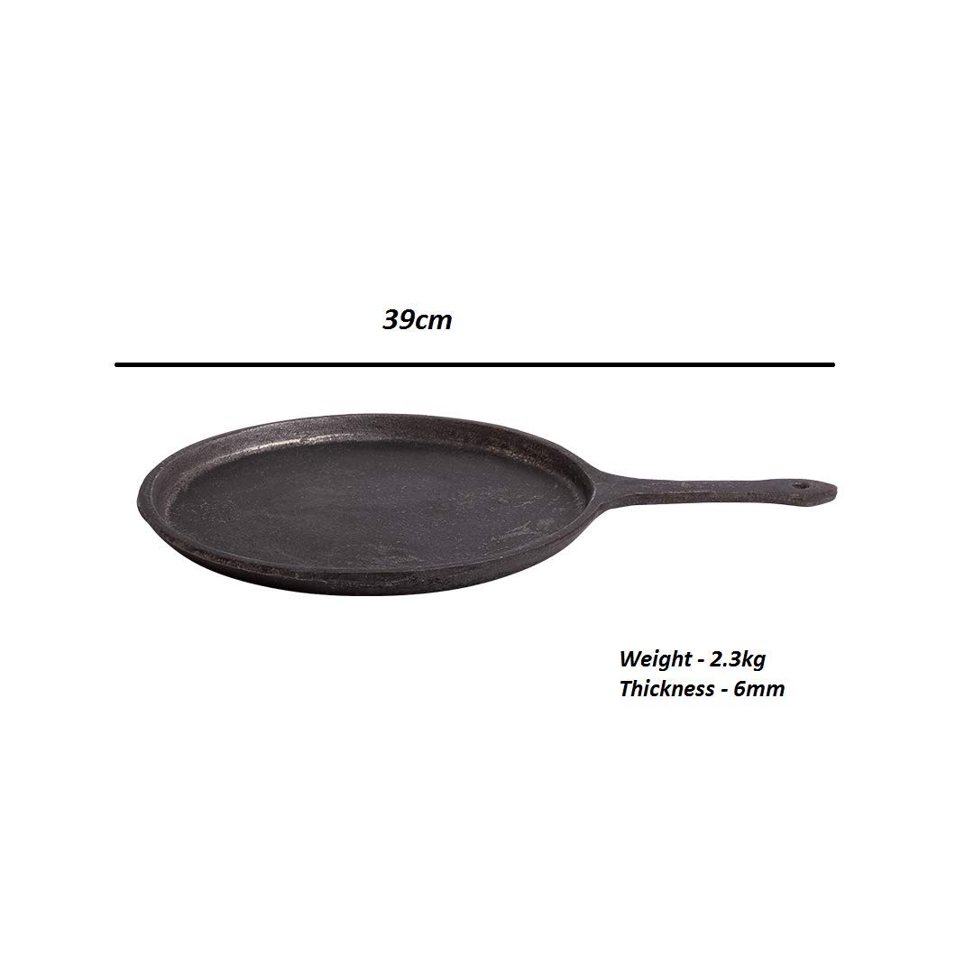 The Indus Valley PreSeasoned Cast Iron Tawa with Handle for Dosa/Roti