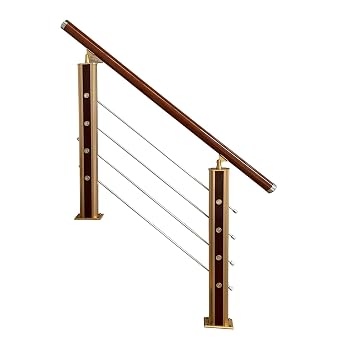 Handrail Safety Grab Handle Brown Deck Railing Kit with Aluminum Post and PVC Handle, Stair Rails for Outdoor Steps Wood/PVC/Vinyl/Concrete, Handicap Grab Bars Exterior60cm/23.6in