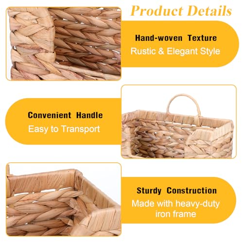 Woven Hanging Magazine Holder Water Hyacinth Magazine Basket Wall Mounted Woven Mail Organizer Wicker Storage Box with Handle Newspaper Rack Decorative for Home Office - Image 6