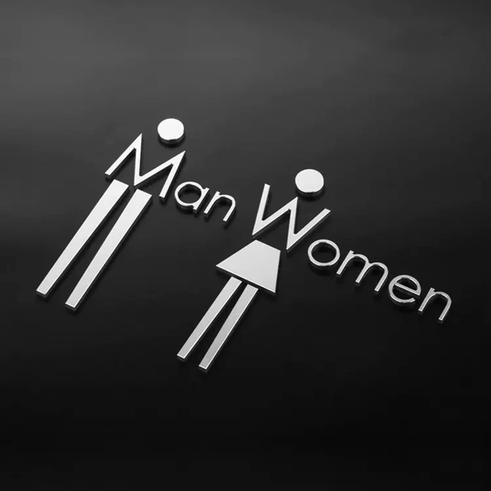 vrfvsdasAAS LED restroom sign, Aluminum 2pcs Toilet Sign for Business, Self Adhesive Wall Stickers, for Restaurant, Wall/Door
