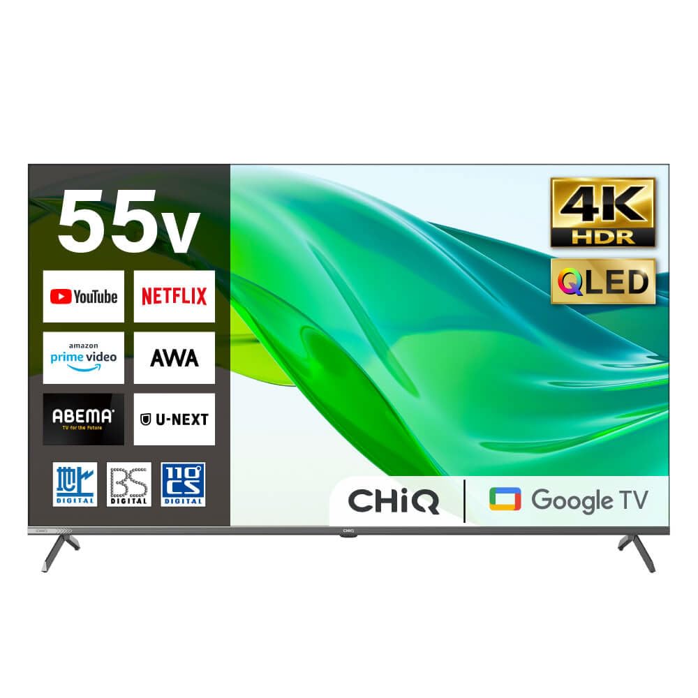 Amazon | スマートテレビ 55型 Googleテレビ 55インチ QLED HDR対応