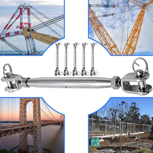 Pack de 5 Tensores de Quijada en Acero Inoxidable para Cables de Cuerda, Herramienta Ajustable de Alta Resistencia para Marina y Rigging miniatura 2