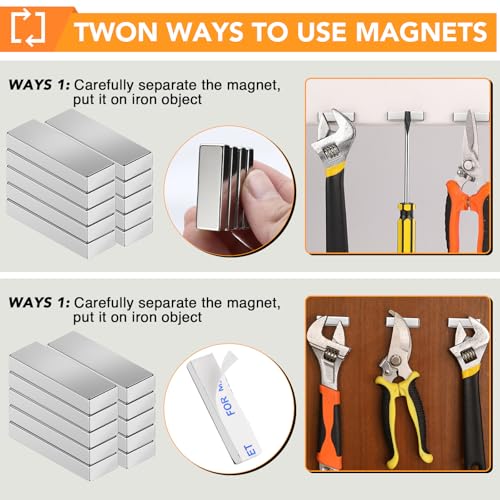 Image of MIKEDE Neodymium Small 24 Pcs Bar Magnets,30x10x3 mm Rectangular Rare Earth Magnets for Crafts, Heavy Duty for Refrigerator, Tool Storage, Whiteboard, DIY