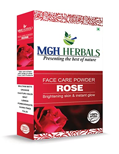 Image of MGH Herbals Organic Rose Petal Powder - 100g | Rosa indica for Facial & Skin Care| 100% Pure & Natural Rose Powder for Tanning & Glowing Skin