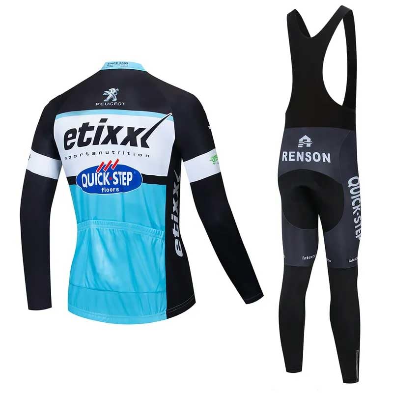 Performance Herren Radfahren Langarm-Set mit 3 Taschen Feuchtigkeit Wick Fleece gepolstert reflektierende Hosen