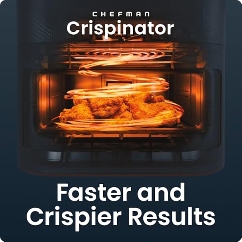 Image of Chefman Crispinator Air Fryer 7-in-1 with 8 Qt Capacity, 450F Max Temp & TurboFry Pro Technology for Fast, Even Results, Bake, Broil, Dehydrate, Viewing Window, Nonstick Ceramic-Coated Basket