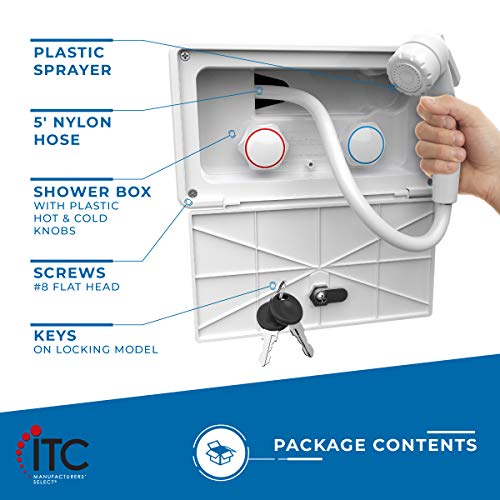 Manufacturers' Select Itc Fontana Rv Or Boat Exterior Shower Box Kit Faucet With Shower Head (White With Latching Door) (B07Vqch6Hc) #TOP6