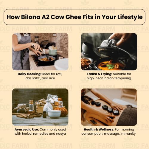 Vedic Farm Bilona Desi Cow Ghee | A2 Gir Cow Ghee | Traditional Bilona Method | 100% Pure & Natural Desi Ghee | Rich Aroma & Taste | Perfect for Cooking, Ayurveda & Daily Nutrition (1, 500, gram) 4