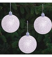 White Snowball Ornament (12 Pack) 3.15" Glitter Snow Ball Iridescent Christmas Ornament for Winte...