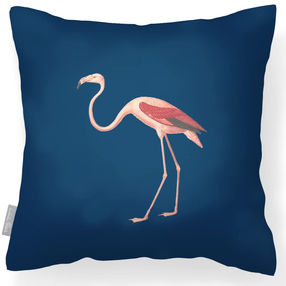 Izabela Peters Estate Blue Outdoor Cushions Waterproof, 60 Cm, Filled Outdoor Cushion, Flamingo - Garden Furniture Cushions, Outdoor Seat Cushions, Garden Chair Cushions