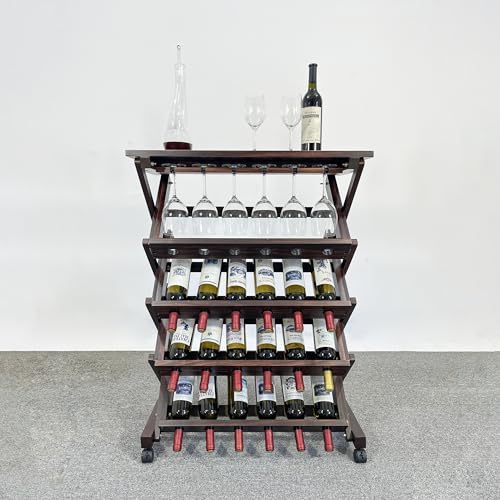 Estante de madera sólido para 26 botellas de vino miniatura 1
