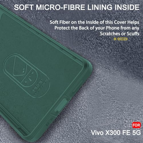 Image of TheGiftKart Liquid Silicon Back Cover Case for Vivo X300 FE 5G | Shockproof Military Grade Protection | Micro-Fibre Cloth On Inner Side | Anti-Slip Grip Back Case Cover for Vivo X300 FE (TPU, Green)