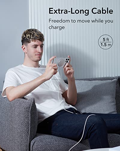 Image of ESR for MagSafe Charger, 2 Pack Wireless Charger for iPhone 16 Pro Max /16 Pro /16 /16 Plus /15 /14 /13 /12,AirPods 4 /3 /Pro 2 /Pro, Galaxy S25 Strong Magnetic Lock,Reinforced Braided Nylon A /C Cable, Silver