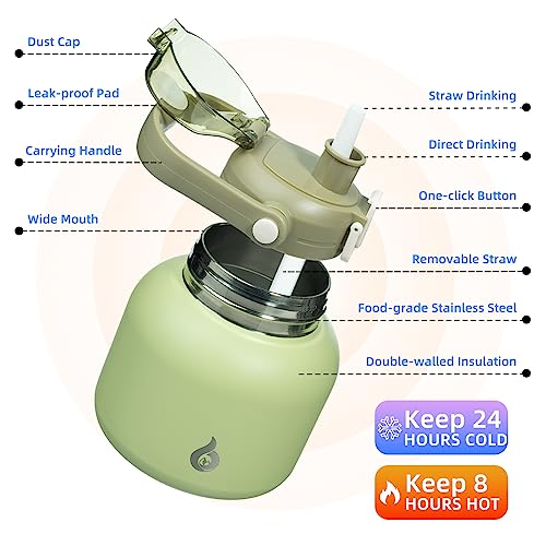 Image of BJPKPK 27oz Insulated Water Bottle with Straw Lid, Cute Stainless Bottle | One-Hand Straw Lid, BPA-Free Leakproof Large Water Bottle with Handle, Keeps Cold & Hot, Vacuum Insulation for Gym & Outdoor