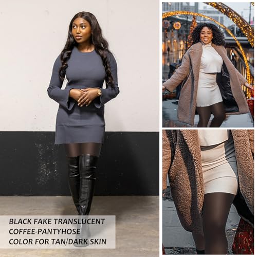 Image of UISLII Plus Size Fleece Lined Tights for Women