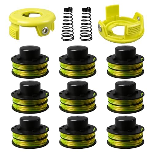 QENETY Grass Trimmer Replacement Spool Line, Compatible with Ryobi RAC118 RLT3525S, 0.047"/1.2mm 27.6 ft Strimmer Line Replacement for Ryobi Grass Trimmer, with RAC119 Cover (13PCS)
