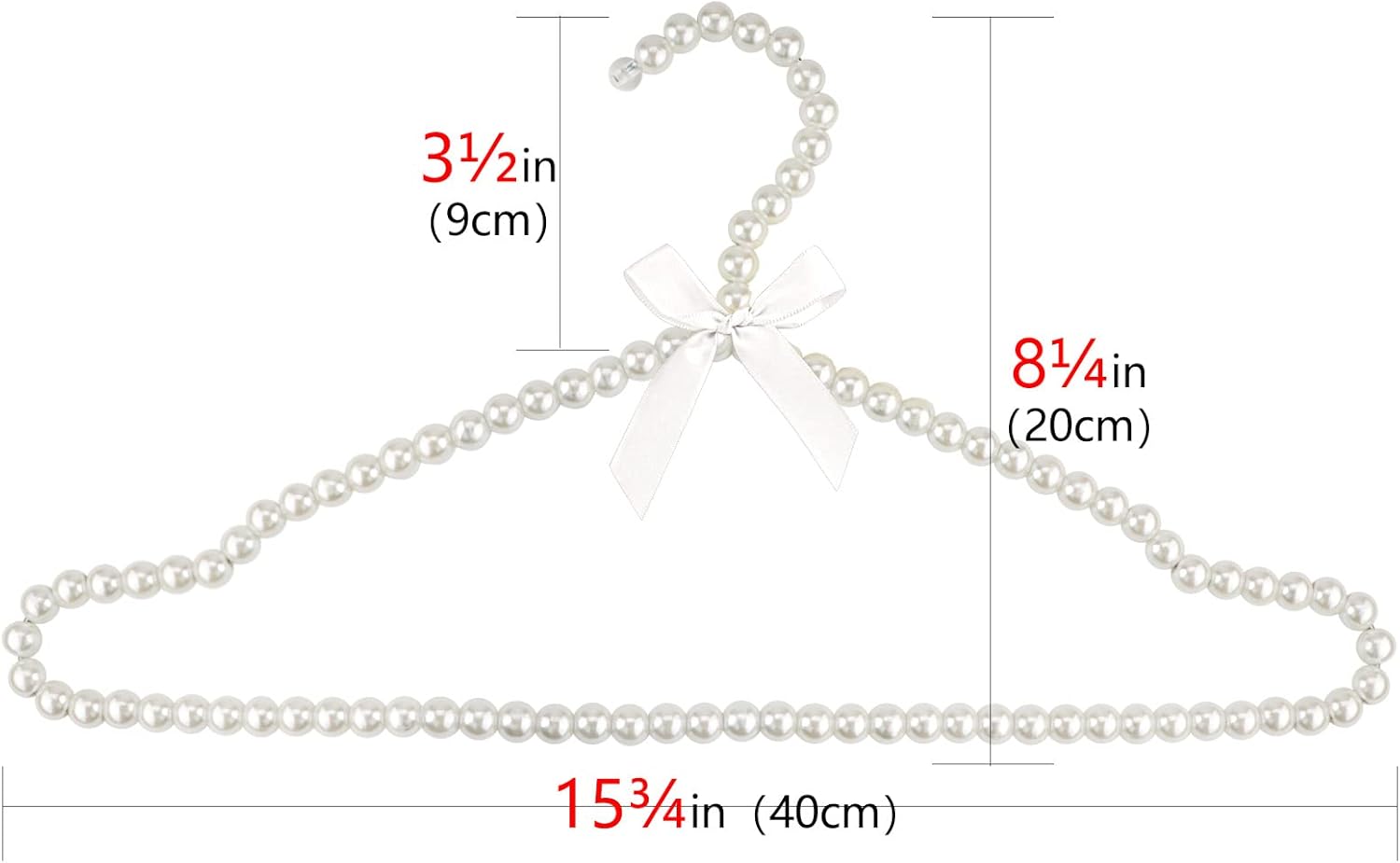 Adorila 5 Pack Pearl Clothes Hangers, Elegant Bowknot Bridesmaid Hangers for Wedding Dress, Heavy Duty Metal Core Bridal Prop (White)
