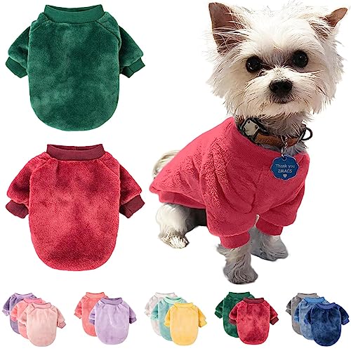 Image of FabriCastle Christmas Dog Sweater, 2-Pack Dog Clothes, Soft and Warm Pet Jackets for Small Dogs & Cats, Winter Pet Apparel Costumes, Puppy Outfits (Dark red,Dark Green, Medium)