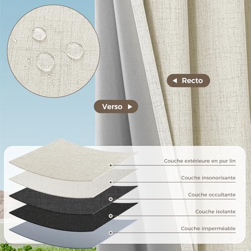 Rideaux pour rail de salon et chambre occultants beige clair