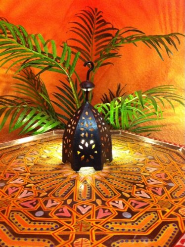 Orientalische Laterne aus Metall Schwarz Sliman 22cm groß | Marokkanische Gartenlaterne für draußen, Innen als… – Bild 4