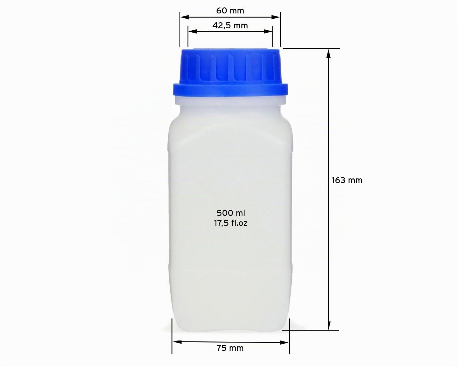 Produktbild von Ronlok 4er-Set 500 Ml Weithalsflaschen Mit Schraubverschluss – HDPE, Wiederverwendbar, Dicht, Mit Trichter, Bürste, Etiketten – Für Labor & Küche