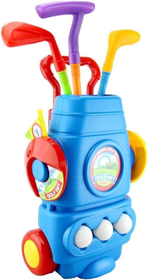 Omura Playset | Deluxe Golf Set Comes with 3 Golf Clubs, 3 Balls, and 2 Practice Holes | Bonus: Multi-Purpose #10 Size Pouch (Color May Vary)