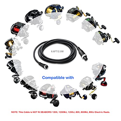 Batpower 6.6Ft 2M Electric Fishing Reel Power Cord Bm Lb Prof Prb Pros Battery Cable For Daiwa Tanacom 1200 1000 750 500 Seaborg 500Mj Leobritz Shimano Plays Electric Fishing Reel Super Air Cord #TOP6