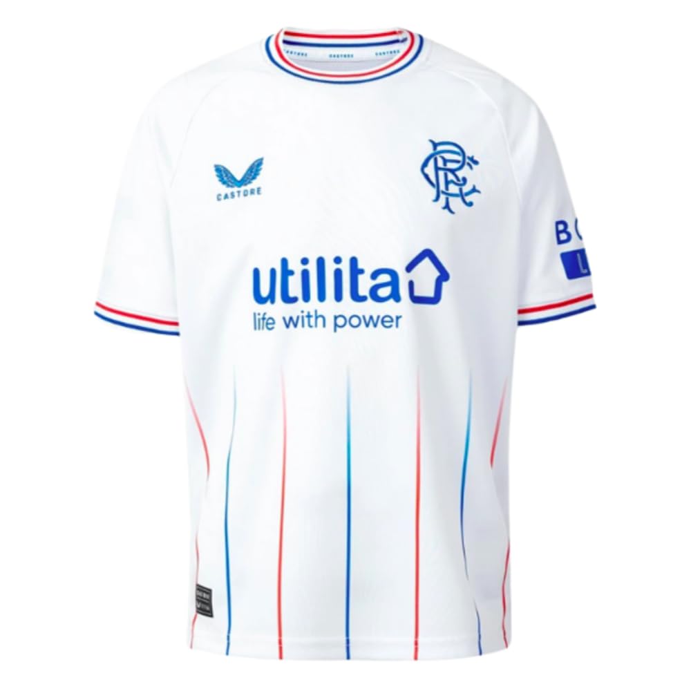 Castore Boys White 2023-2024 Rangers Away Football Soccer T-Shirt (Kids)