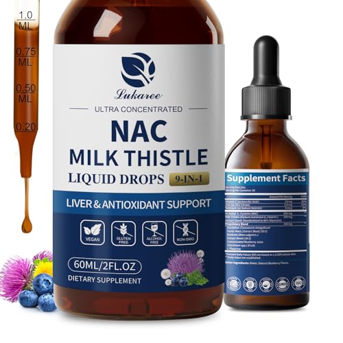 Image of Lukaree Liposomal Liquid NAC 600mg Supplement for Liver Detox & Antioxidant | N-Acetyl-L-Cysteine Liquid Drops w /Milk Thistle & Selenium for Detox Support & Immune Support* - Ultra-Concentrated -2oz